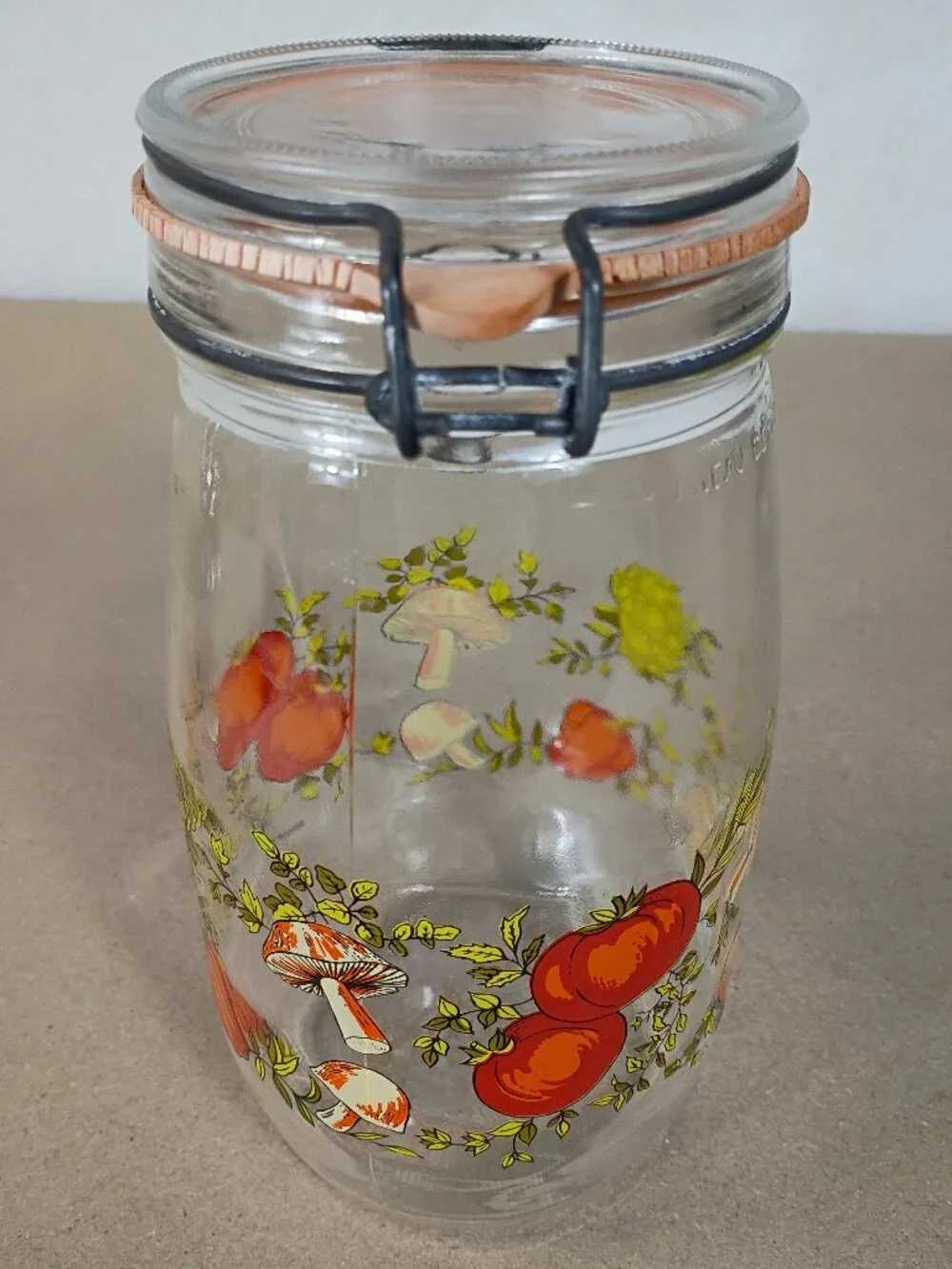 Vintage Arc - France Hinged Glass Canister Spice of Life Mushroom
